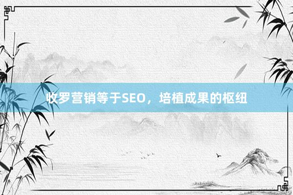 收罗营销等于SEO,培植成果的枢纽